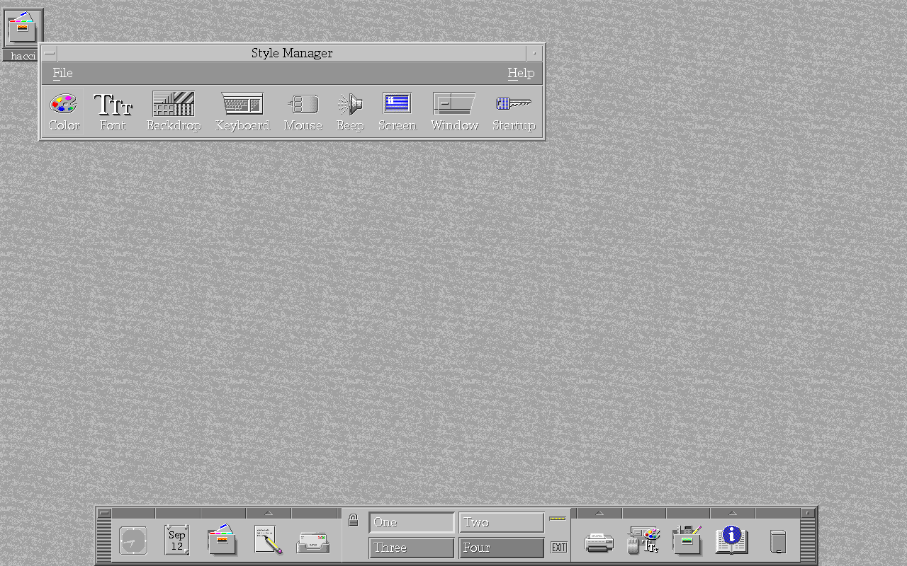 CDEのカラーパレット GrayScale を適用したデスクトップ